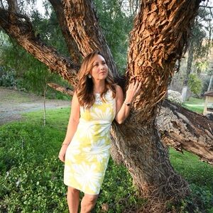 LOFT Yellow and White Floral Midi Dress